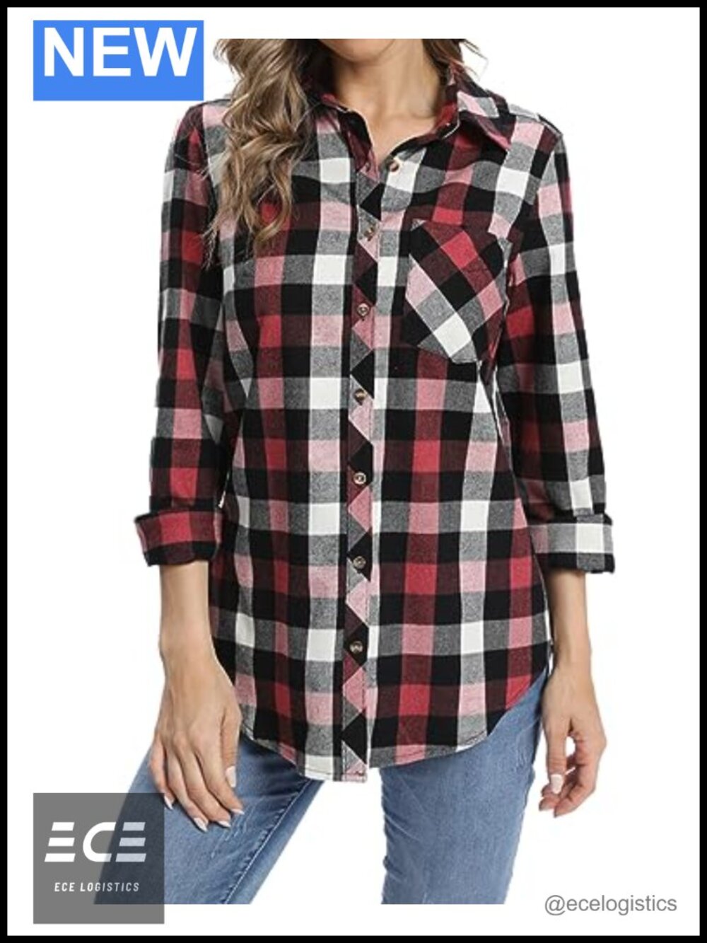 Fuinloth Womens Lightweight Flannel Plaid Shirt Button Down